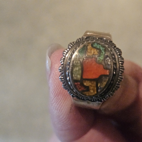 CAROLYN POLLAK BEAUTIFUL STERLING & INLAID RING - Picture 3 of 7